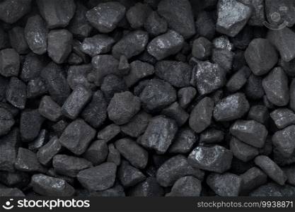 Black coal for background. Top view