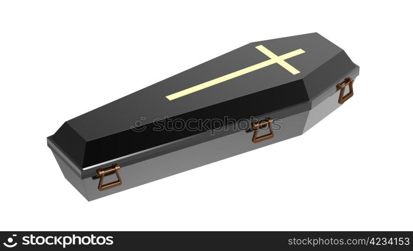 Black coffin, isolated on white, 3d render