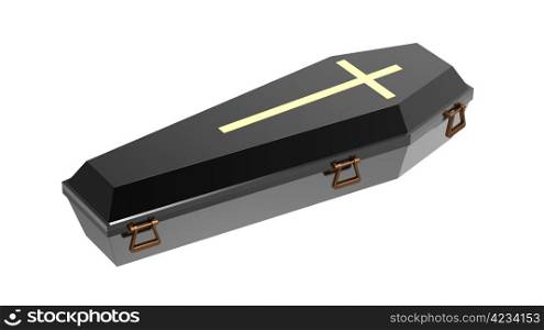 Black coffin, isolated on white, 3d render