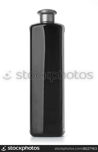 Black cosmetic bottles isolated on white with clipping path