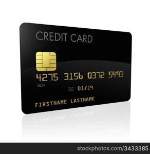 black credit card isolated on white with clipping path. Black credit card