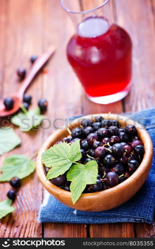 black currant in bowl and on a table