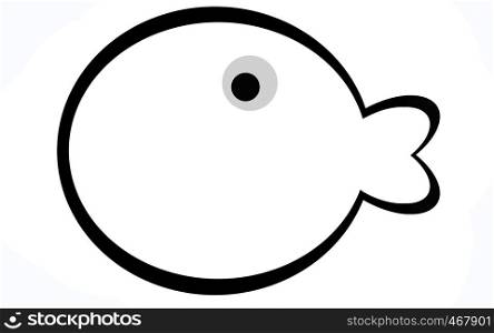 Black cute fish icon isolated , 3d rendering