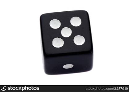 Black dice with number five a over white background