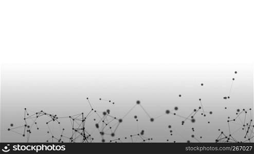Black digital data and network connection triangle lines and spheres in futuristic technology concept on white background, 3d abstract illustration