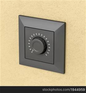 Black dimmer light switch on the wall
