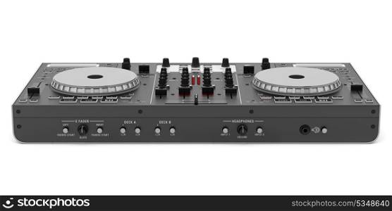 black dj mixer controller isolated on white background&#xA;