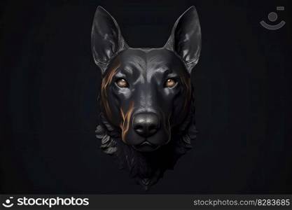 Black dog fantasy. Art animal portrait. Generate Ai. Black dog fantasy. Generate Ai