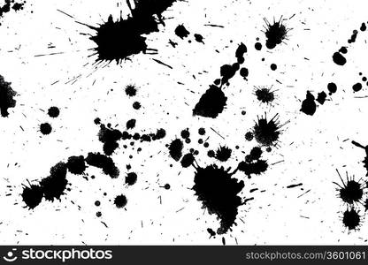 Black drop ink splatter. Gloss brush paint spot, grunge blot, art blob, oil, abstract droplet. Splat, liquid illustration.