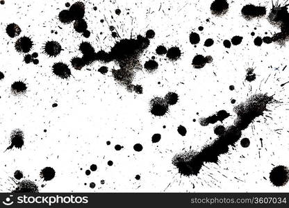 Black drop ink splatter. Gloss brush paint spot, grunge blot, art blob, oil, abstract droplet. Splat, liquid illustration.