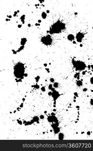 Black drop ink splatter. Gloss brush paint spot, grunge blot, art blob, oil, abstract droplet. Splat, liquid illustration.