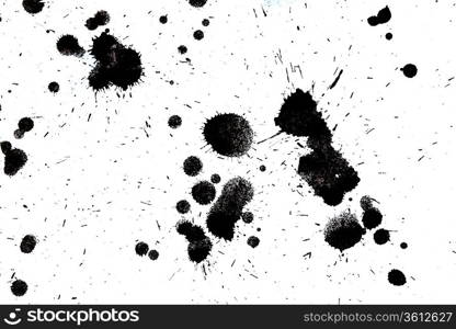 Black drop ink splatter. Gloss brush paint spot, grunge blot, art blob, oil, abstract droplet. Splat, liquid illustration.