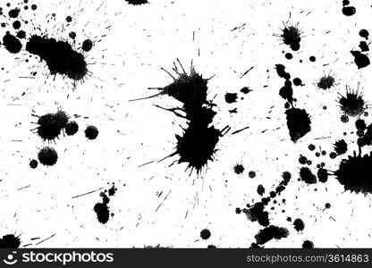 Black drop ink splatter. Gloss brush paint spot, grunge blot, art blob, oil, abstract droplet. Splat, liquid illustration.