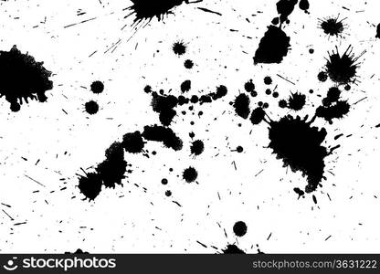 Black drop ink splatter. Gloss brush paint spot, grunge blot, art blob, oil, abstract droplet. Splat, liquid illustration.