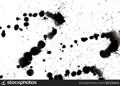 Black drop ink splatter. Gloss brush paint spot, grunge blot, art blob, oil, abstract droplet. Splat, liquid illustration.