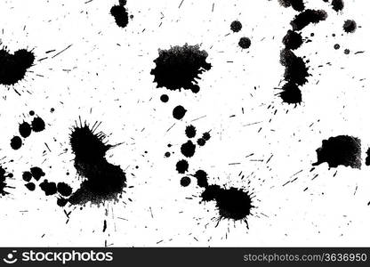 Black drop ink splatter. Gloss brush paint spot, grunge blot, art blob, oil, abstract droplet. Splat, liquid illustration.