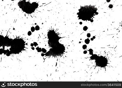 Black drop ink splatter. Gloss brush paint spot, grunge blot, art blob, oil, abstract droplet. Splat, liquid illustration.