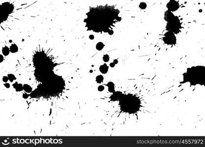 Black drop ink splatter. Gloss brush paint spot, grunge blot, art blob, oil, abstract droplet. Splat, liquid illustration.