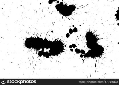 Black drop ink splatter. Gloss brush paint spot, grunge blot, art blob, oil, abstract droplet. Splat, liquid illustration.