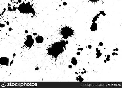 black drop ink splatter splash. Black drop ink splatter. Gloss brush paint spot, grunge blot, art blob, oil, abstract droplet. Splat, liquid illustration.