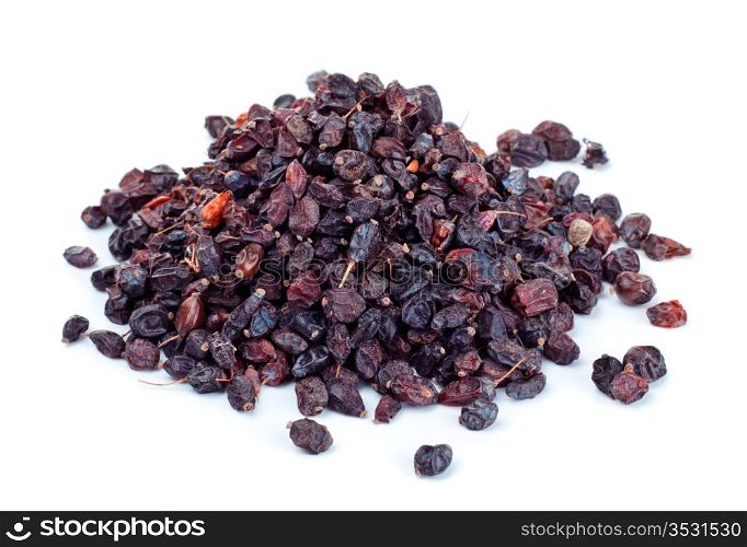 black dry barberry isolated on white background