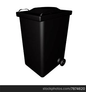 Black dumpster isolated over white, 3d render