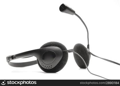 Black earphones isolated on white