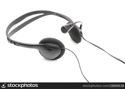 Black earphones isolated on white