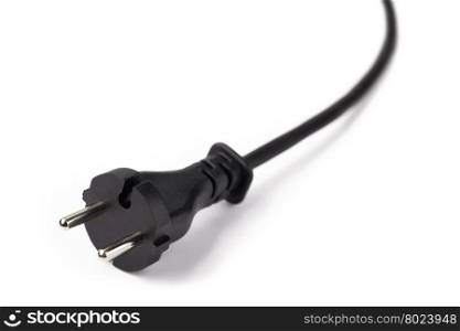 Black electric cable. Black electric cable isolated on white