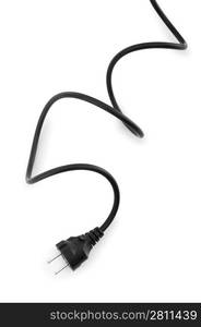 Black electric cable isolated on white