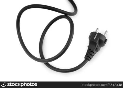 Black electric cable isolated on white