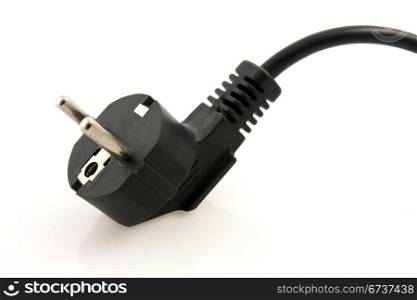 black electric plug on a white background