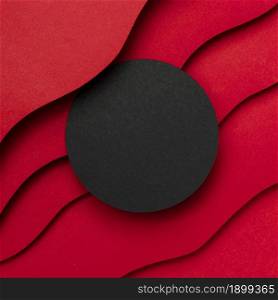 black empty circle wavy layers red background. Resolution and high quality beautiful photo. black empty circle wavy layers red background. High quality beautiful photo concept