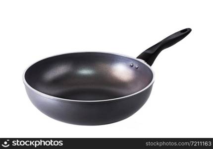 Black empty pan on a white background.