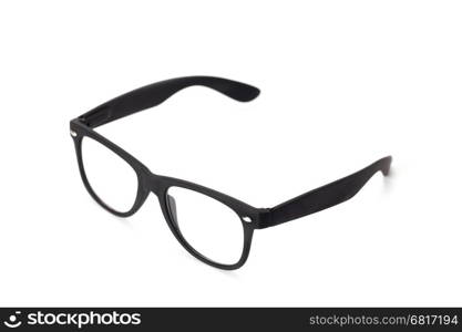 black eyeglasses isolated on white background