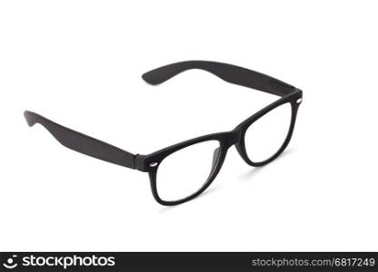 black eyeglasses isolated on white background