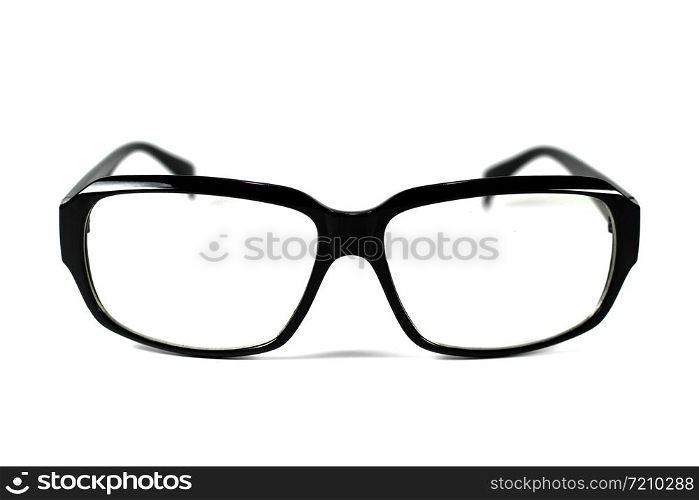 Black eyeglasses isolated on white background, Close up black eyeglasses.