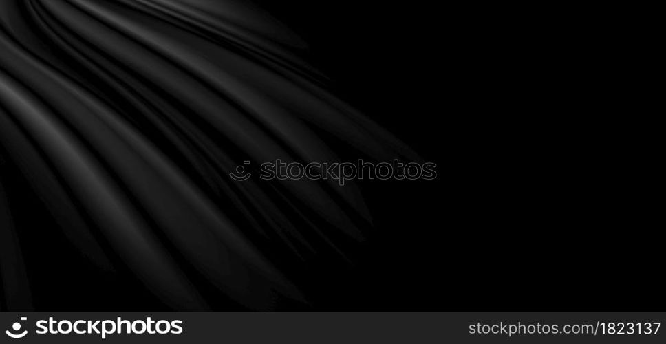 Black fabric background 3D illustration