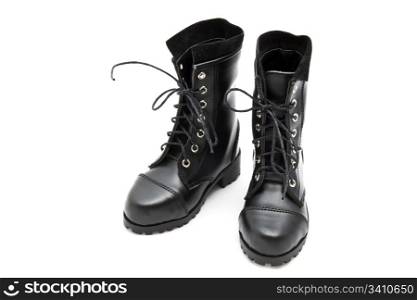 Black fashion boots isolated on white background