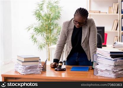 Black female lawyer in courthouse 