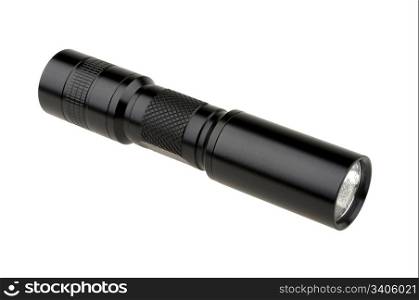 black flashlight isolated on a white background
