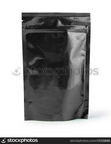 black foil package isolated on white, with clipping path