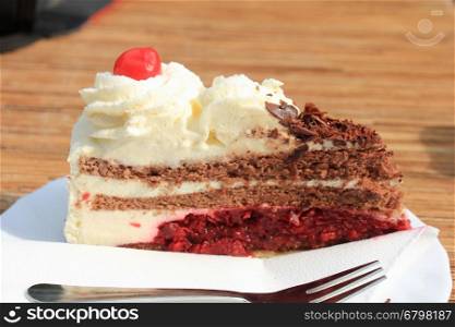 Black Forest cake, with chocolate, cream and cherries