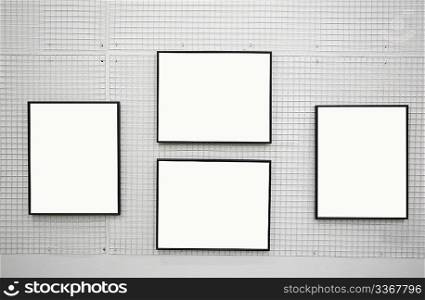 black frames on the white wall