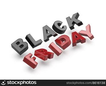 Black friday banner with 3d letters on white background