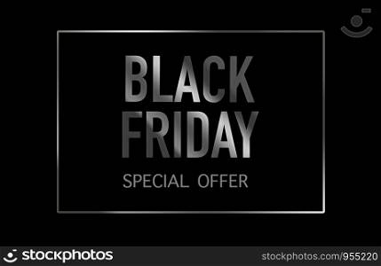 Black Friday Horizontal Banner with red bow. Vector Illustration. Modern design.Universal vector background for poster, banners, flyers, card.