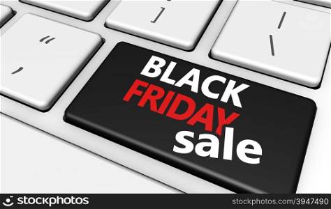 Black Friday online shopping sale concept with sign and text on a computer button keyboard.