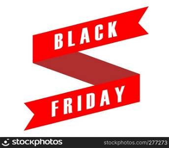 black friday red tag ribbon banner icon on white background. black friday banner sign.