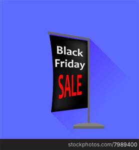 Black Friday Sale Banner Isolated on Blue Background. Flat Design. Long Shadow. Black Friday Sale Banner