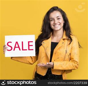black friday sale model holding sale banner